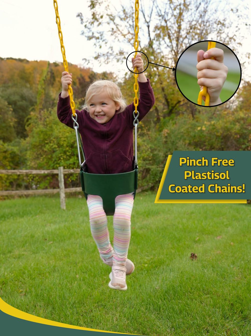 Eastern Jungle Gym bucket seat delivers durable plastic comfort and weather resistance for outdoor play