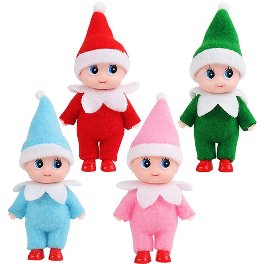 eboozone Tiny Elf Baby Doll front view, a charming holiday decoration and gift for kids.