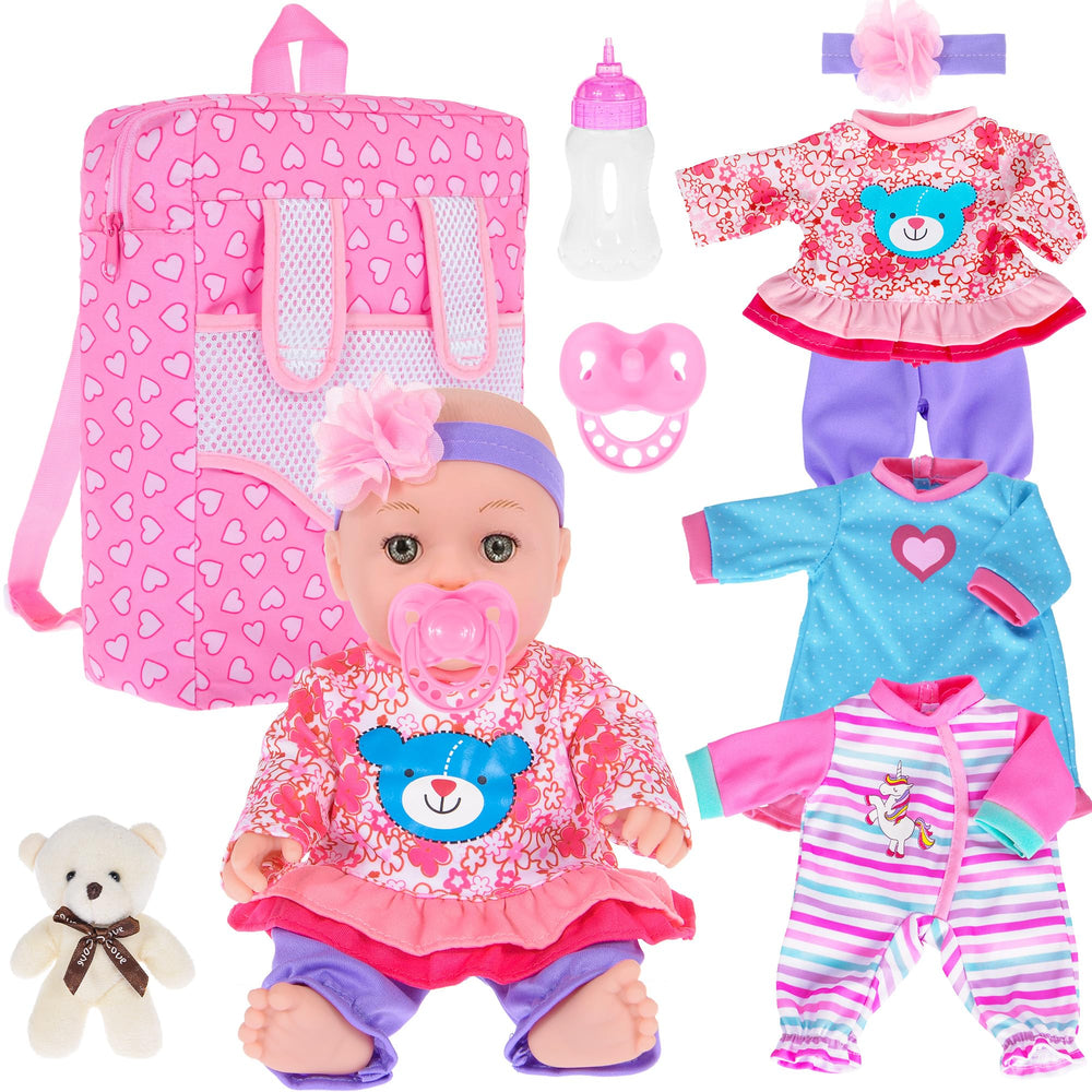 ebuddy 12-inch baby doll face close-up showing lifelike expression for imaginative play.
