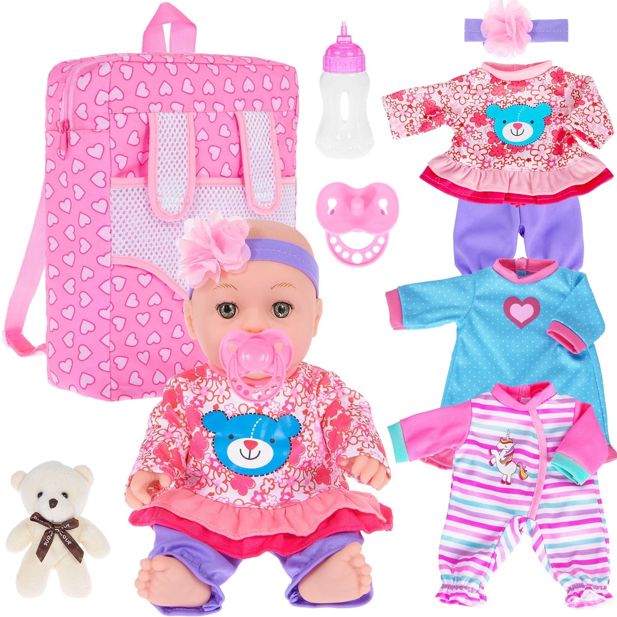 ebuddy 12-inch baby doll face close-up showing lifelike expression for imaginative play.