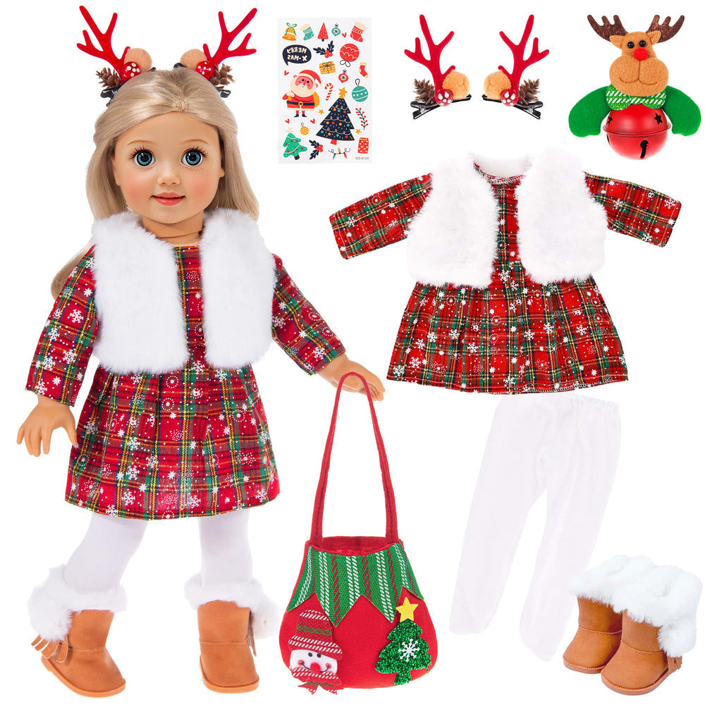 ebuddy 18-inch doll Christmas dress for a festive holiday look