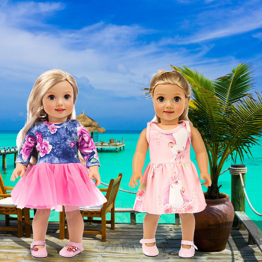 ebuddy 18-inch doll outfit set 5 — shoes, backpack, glasses enrich outfits.