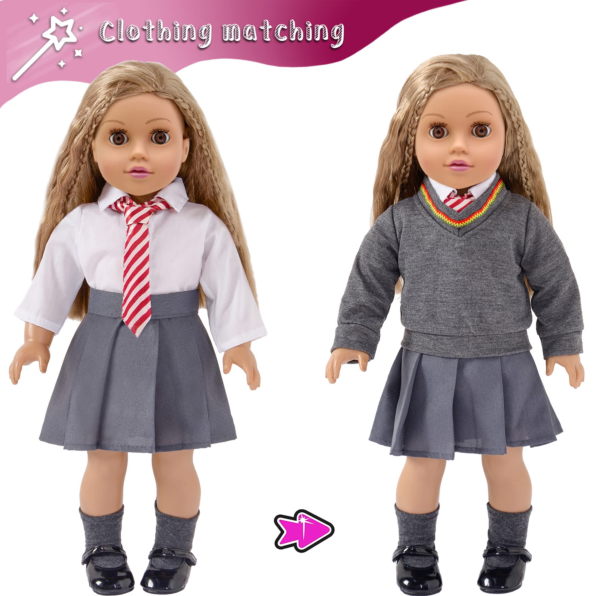 ebuddy 18-inch doll uniform sweater for cozy layering