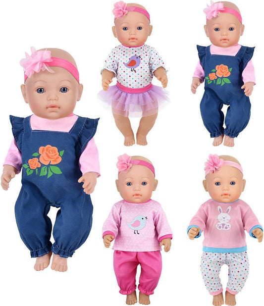 ebuddy 4-sets doll clothes for 14-16 inch dolls, easy dress-up play