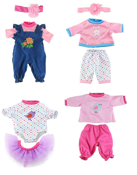 ebuddy 43 cm doll outfits pack, snug fit and cute looks for pretend play