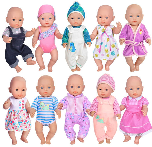 ebuddy doll clothes 10 sets outfits for 14-18 inch dolls; easy dressing for imaginative play.