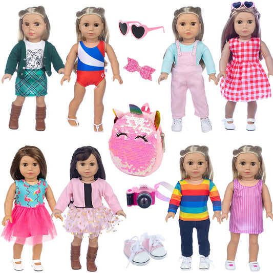 ebuddy 18-inch doll outfits: eight coordinated looks for versatile play
