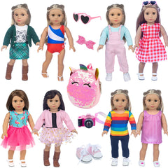 ebuddy 18-inch doll outfits: eight coordinated looks for versatile play
