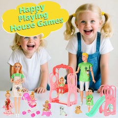 ebuddy Family Dolls Playset slide adds dynamic action to stories and active play