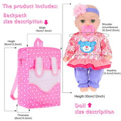 ebuddy mini backpack for doll, perfect for pretend travel and accessories.