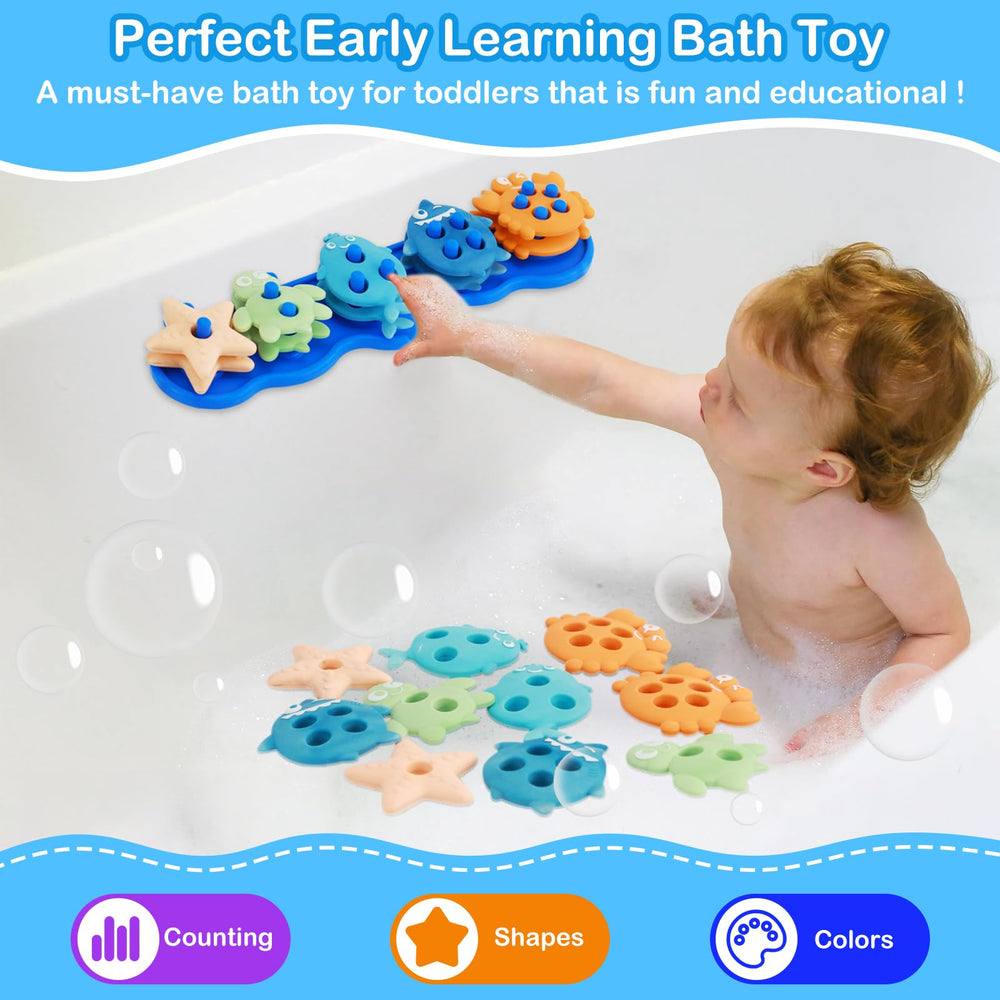 Ebukur stackable bath toys encourage stacking and fine motor practice in the tub.