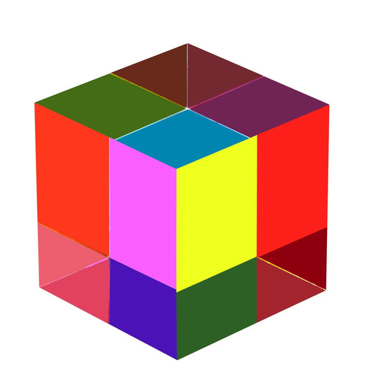 ECBANLI CMY mixing color cube side cyan demonstrates color mixing for educational play.