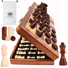 ECOCRAFTER 15-inch folding chess board ready for travel and storage