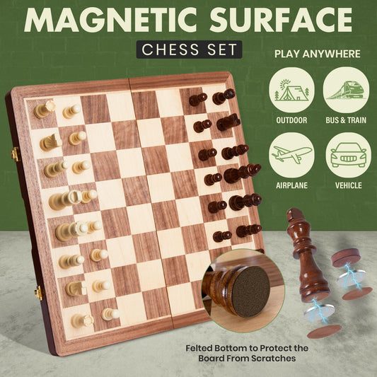 ECOCRAFTER magnetic chess pieces stay securely in place during play