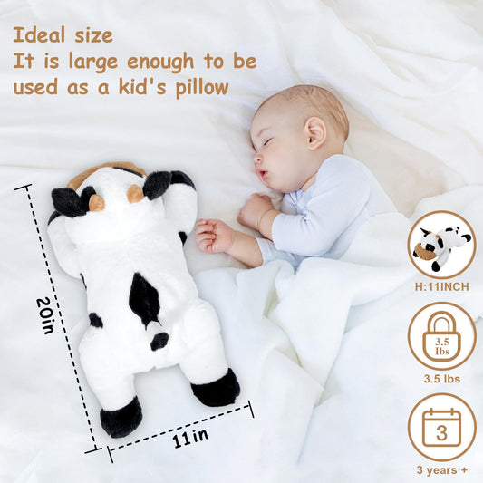 Ecolley weighted cow plush face detail showing vivid eyes and soft fur