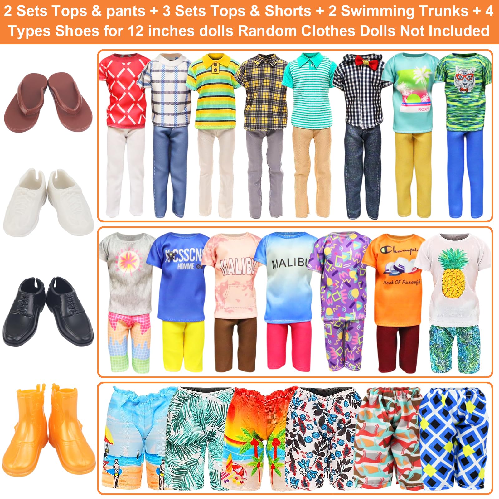 Ecore Fun 12-inch boy doll casual sets for everyday dressing.