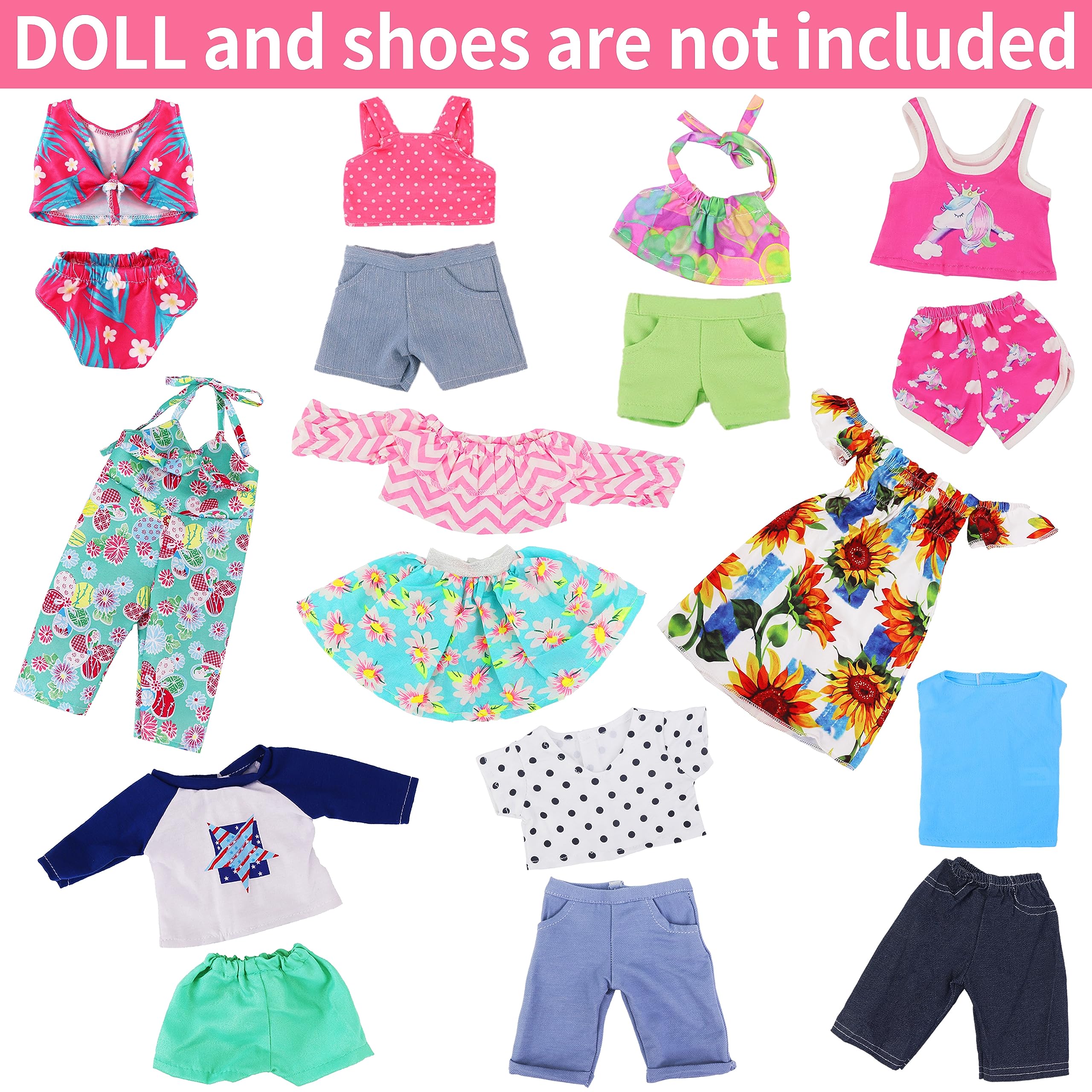 Ecore Fun 18-inch doll outfits set 2 enables versatile, mix-and-match outfits