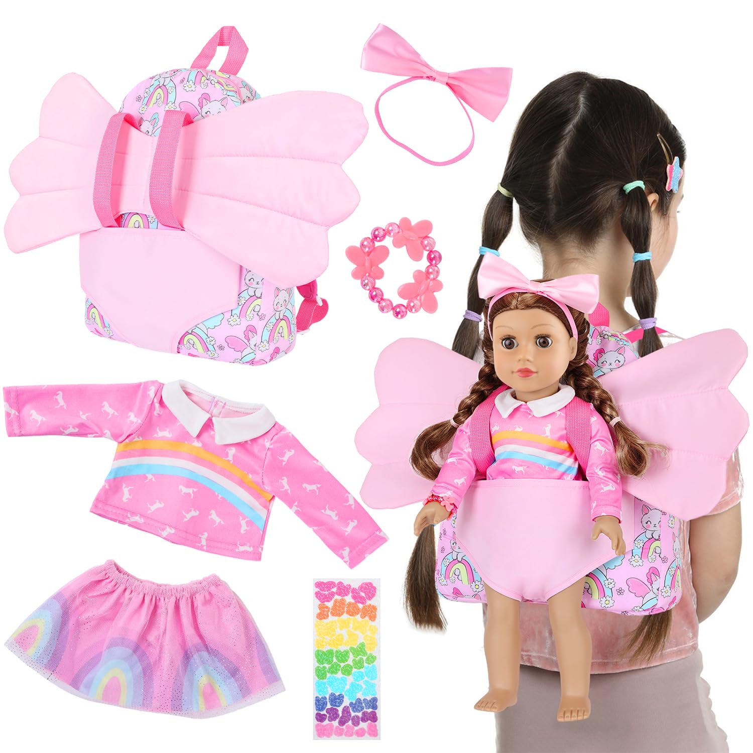 Ecore Fun 18in doll carrier backpack pink for easy, safe doll outings.