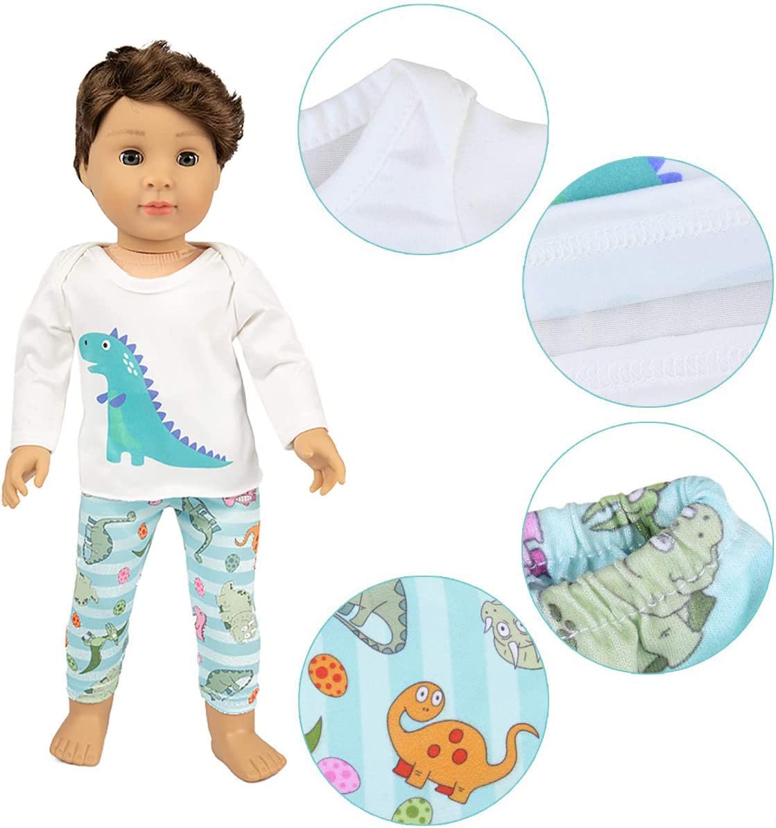Model wearing the 18-inch doll pajama set to show fit versatility