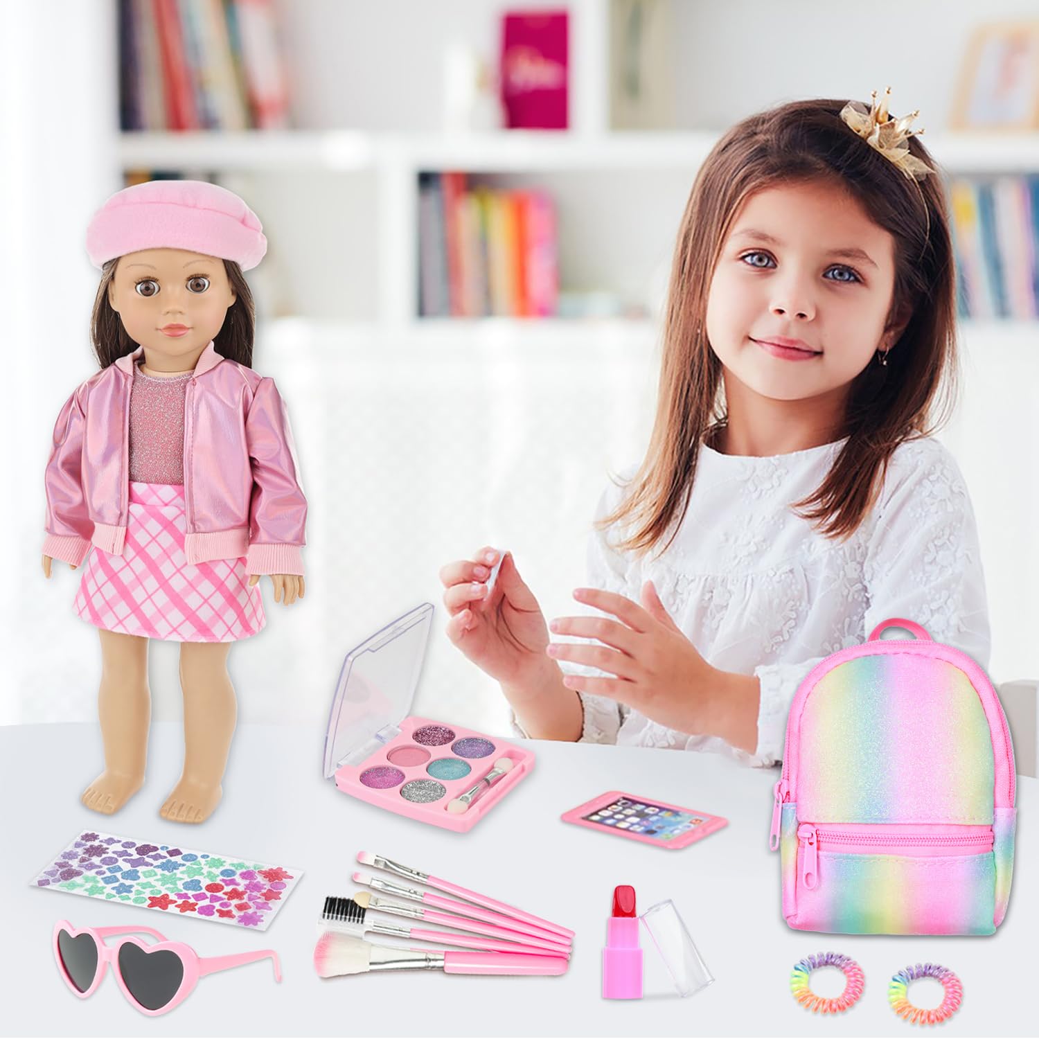 Ecore Fun doll phone accessory supports storytelling and pretend messaging.
