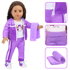 Ecore Fun 18 inch doll sport outfit jacket with zipper for quick on off