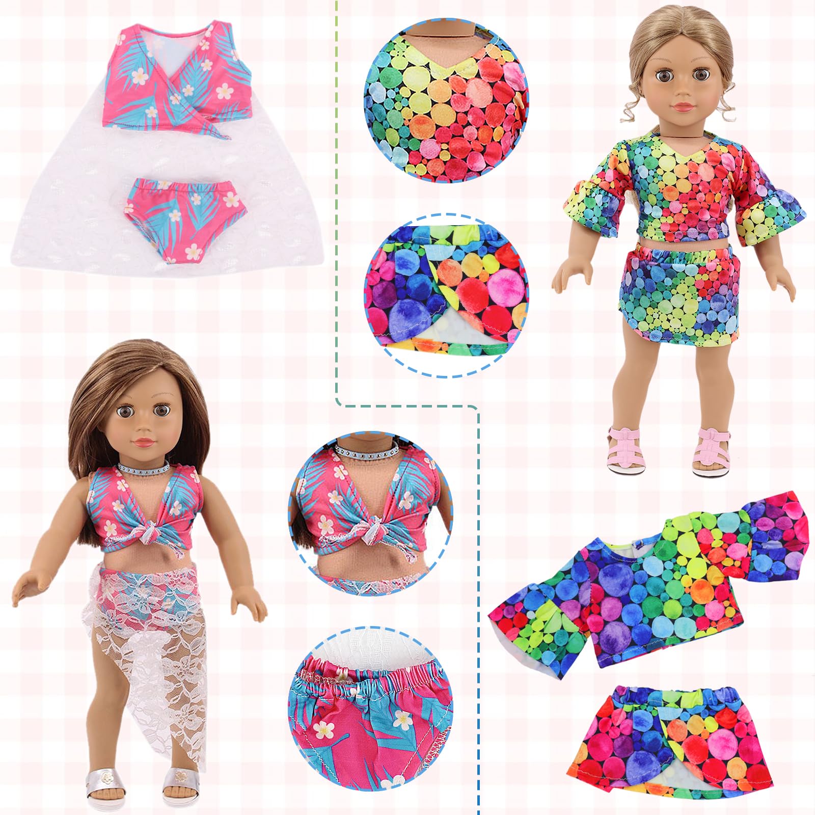 Ecore Fun 18-inch doll swimsuit set for sunny indoor/outdoor pretend play.