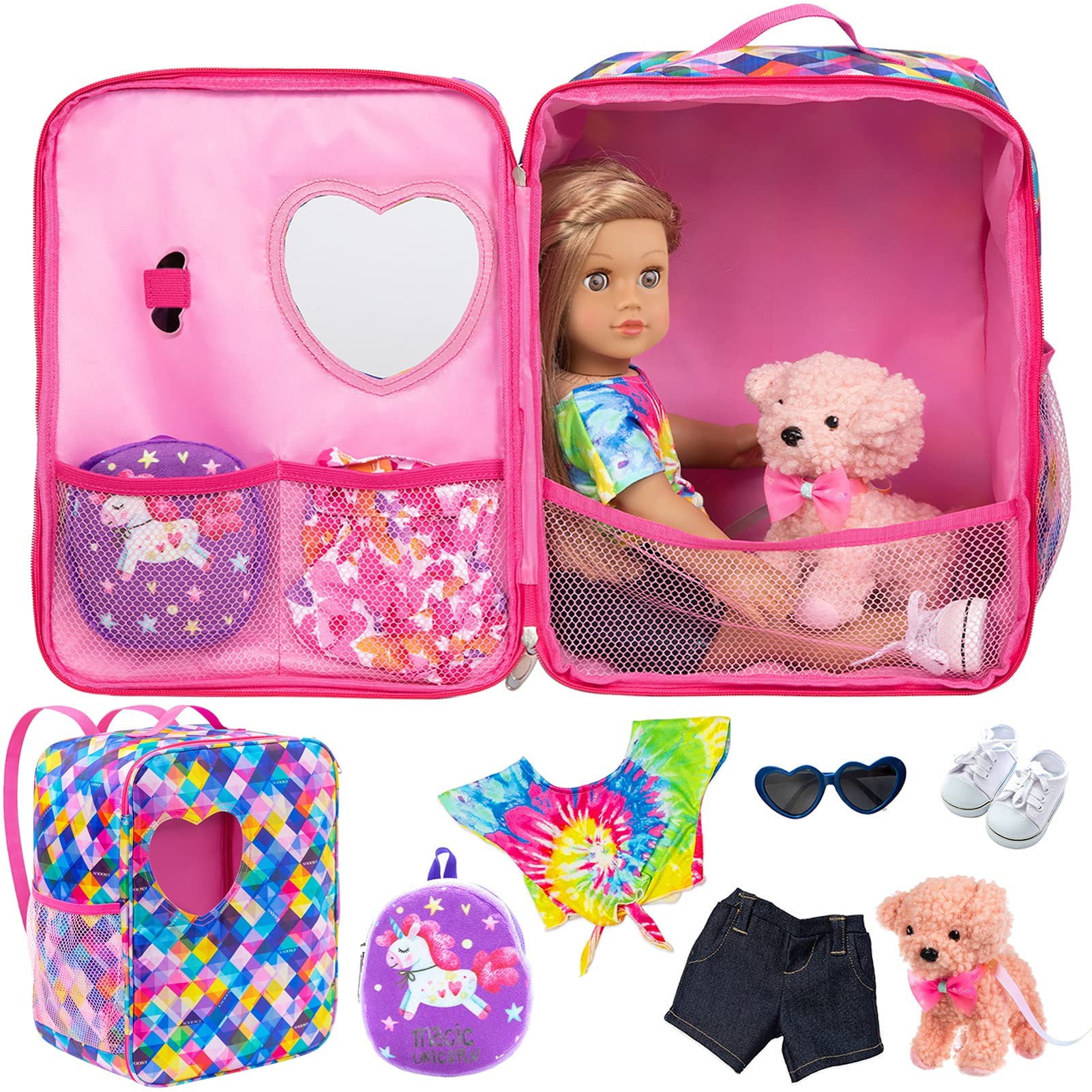 Ecore Fun 18-inch doll travel bag set for organized play and mess-free trips.