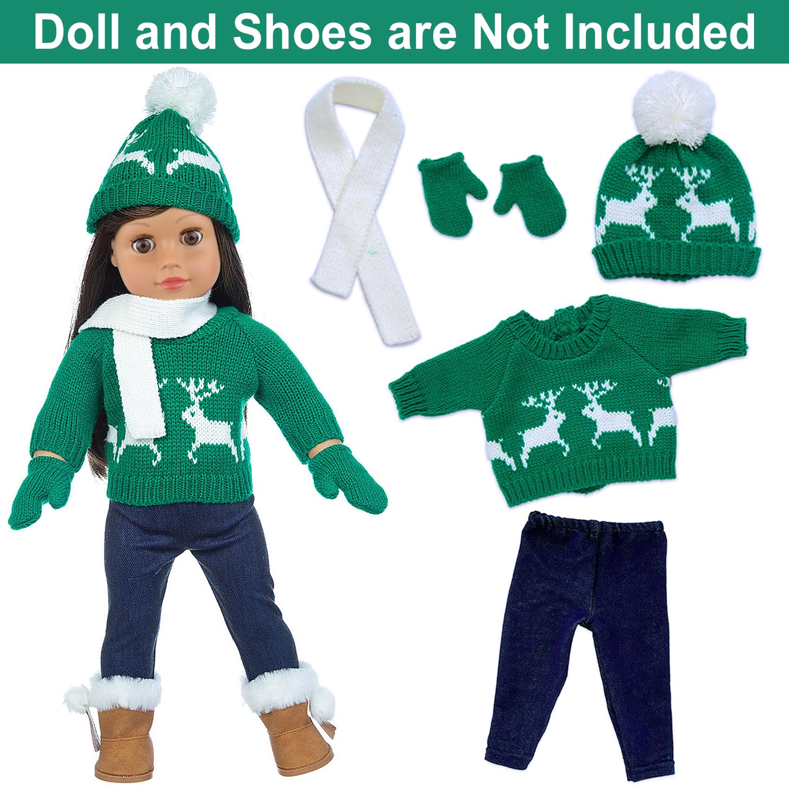 Ecore Fun two outfit bundle for 16-18 inch dolls, easy mix and match winter wardrobe