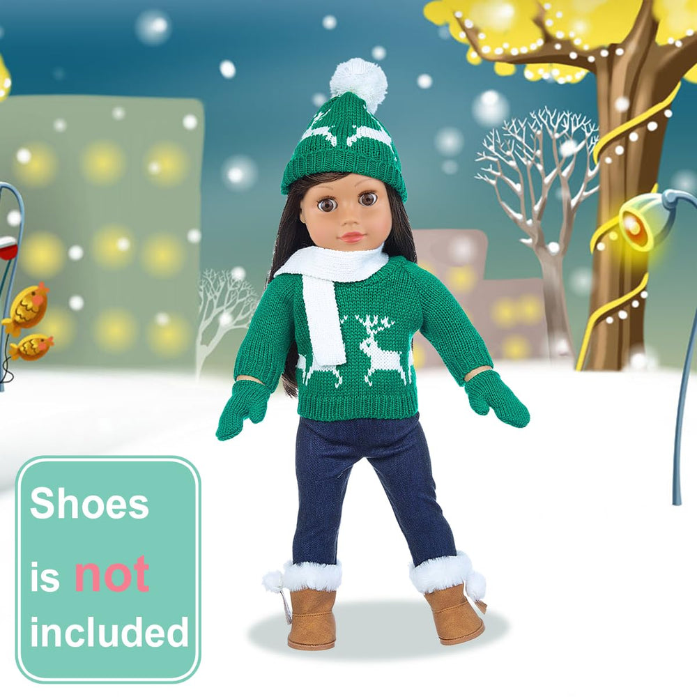 Ecore Fun festive outfit set for American dolls, ready to shine during holiday scenes