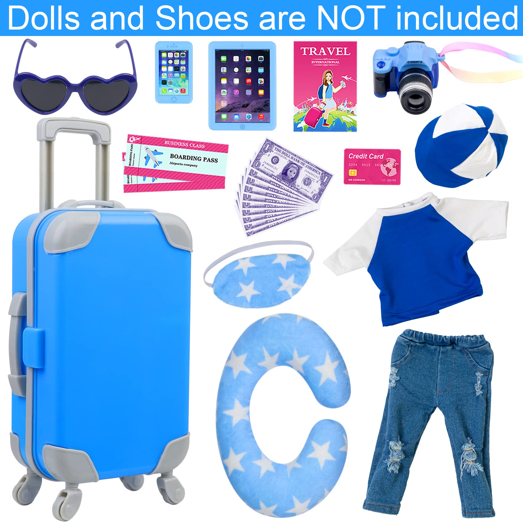 Ecore Fun 24-piece doll accessories clothes set expands imaginative wardrobes.