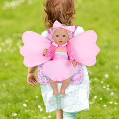 Ecore Fun angel-themed backpack closeup highlights cute, sturdy design.