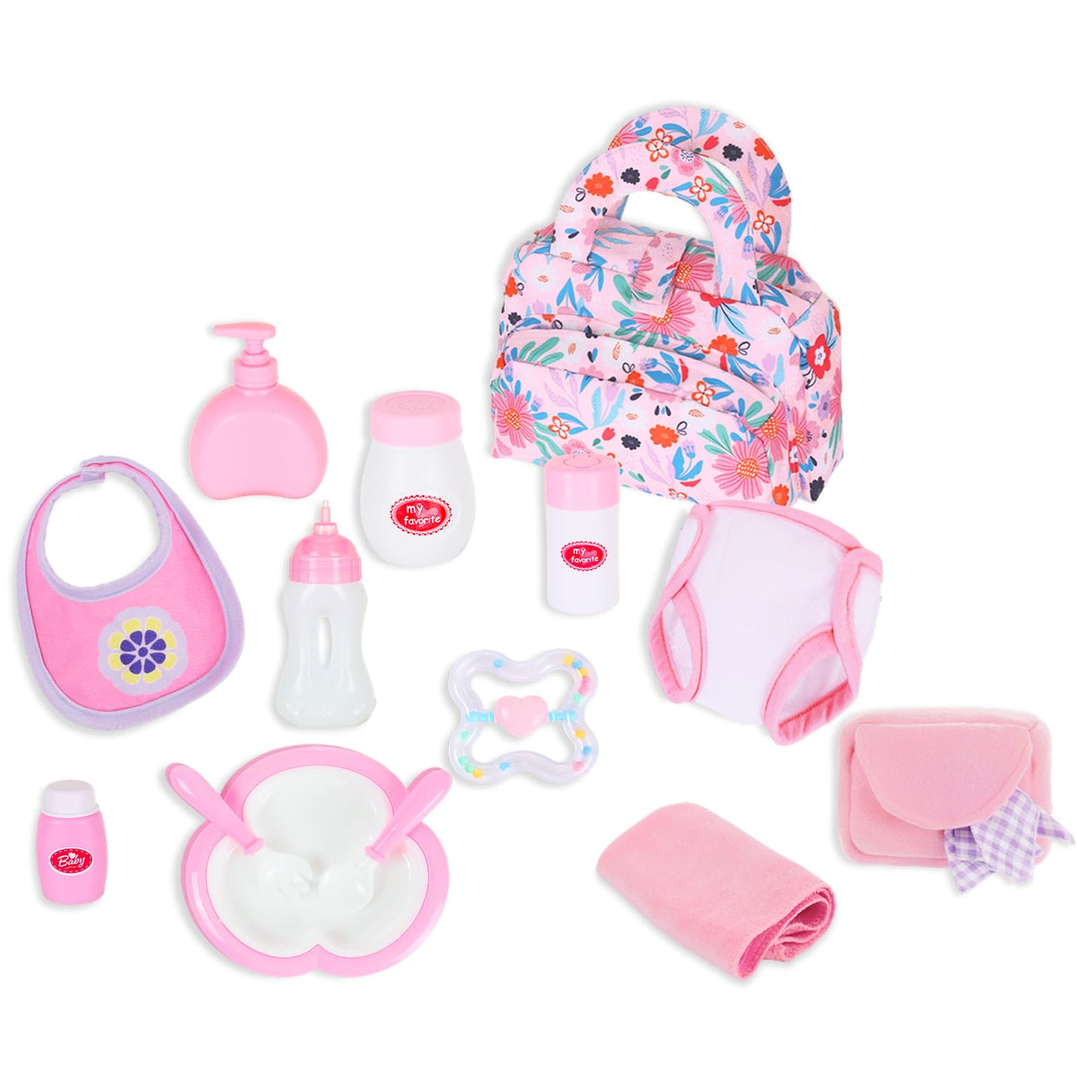 Ecore Fun portable bag with 15-piece doll care set for organized on-the-go play