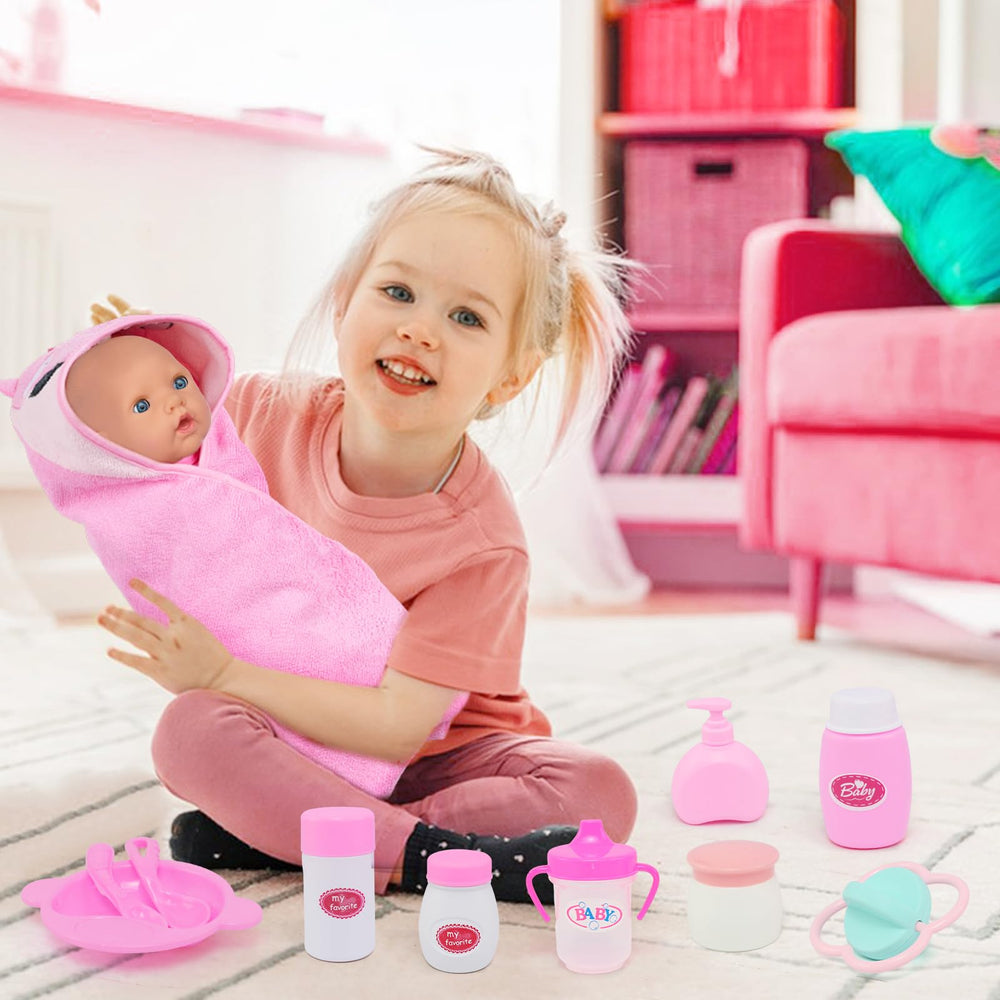 Ecore Fun drool bib protects outfits during doll feeding and play.