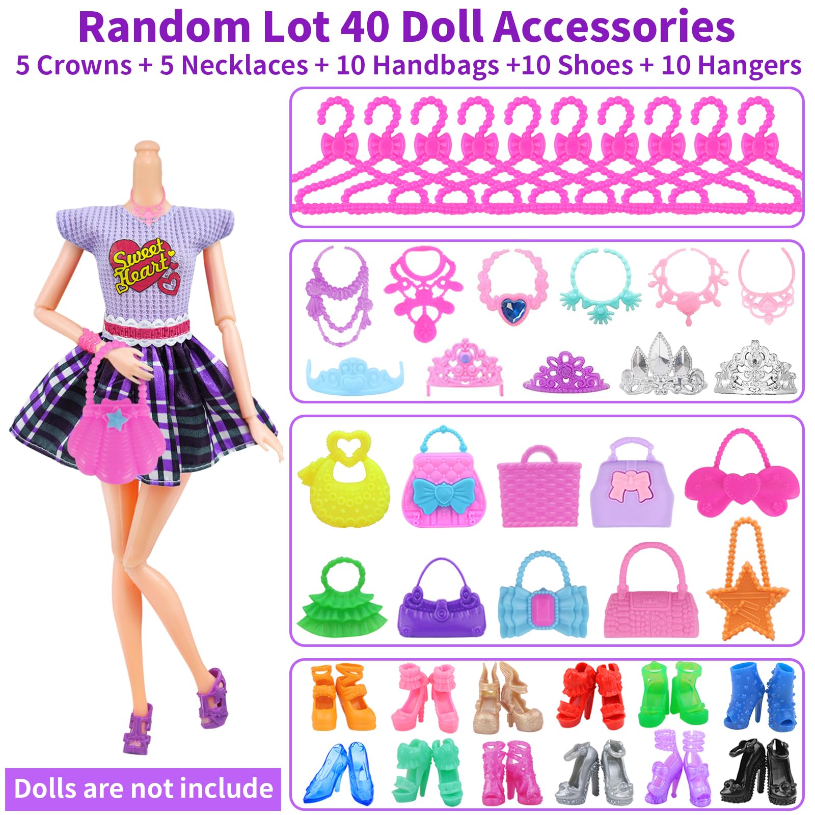 Ecore Fun handbags and necklaces image emphasize colorful accessories for creative dress-ups.