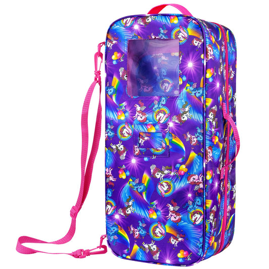 Ecore Fun unicorn doll travel bag with playful unicorn design for 18-inch dolls.