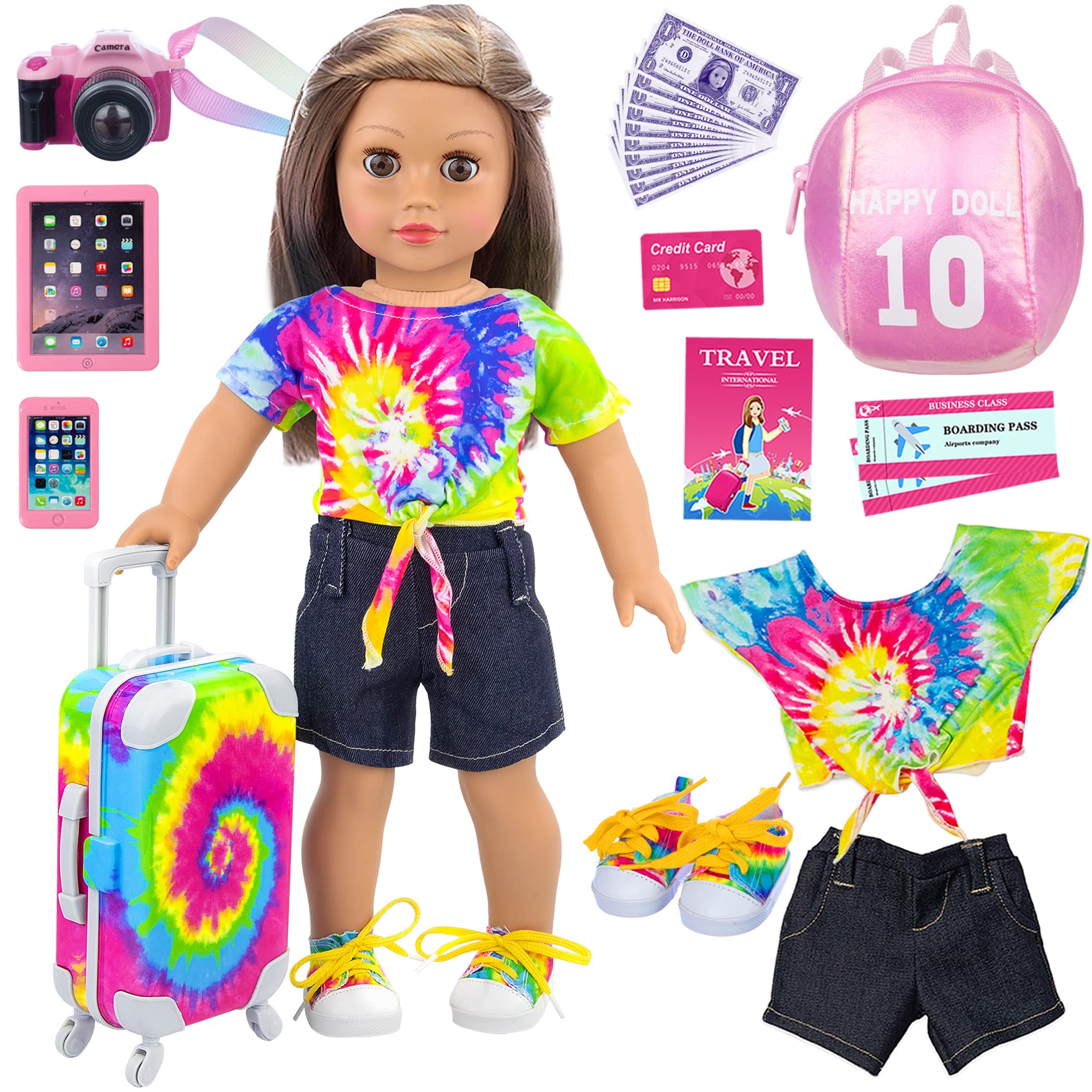 Ecore Fun 18-inch doll suitcase pink for imaginative travel play
