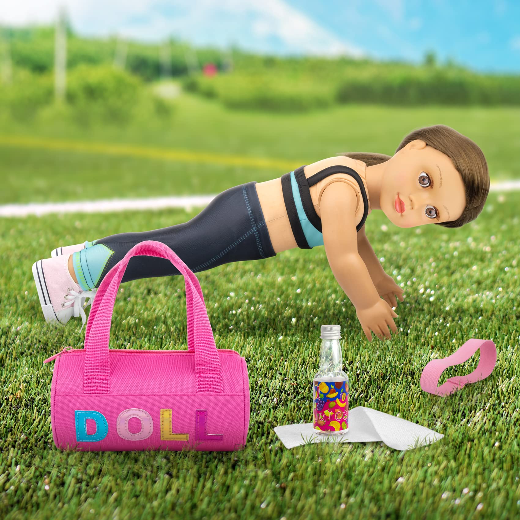 Ecore Fun 18-inch doll water bottle for hydration during pretend workouts