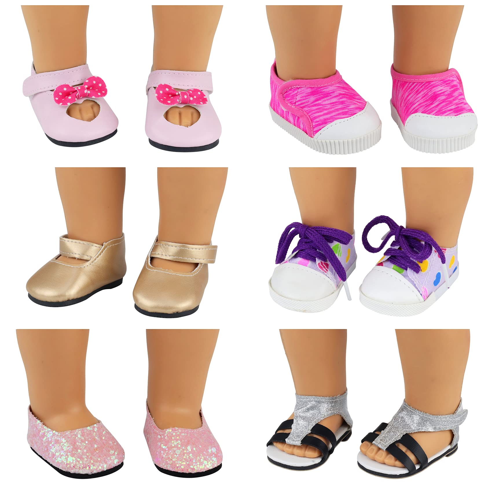 Ecore Fun doll shoes with Velcro ensure quick wear and secure fit.