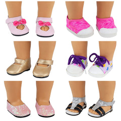 Ecore Fun doll shoes with Velcro ensure quick wear and secure fit.