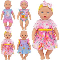 ECORELF pastel dress for 14-16 inch dolls with soft fabric and vibrant patterns.