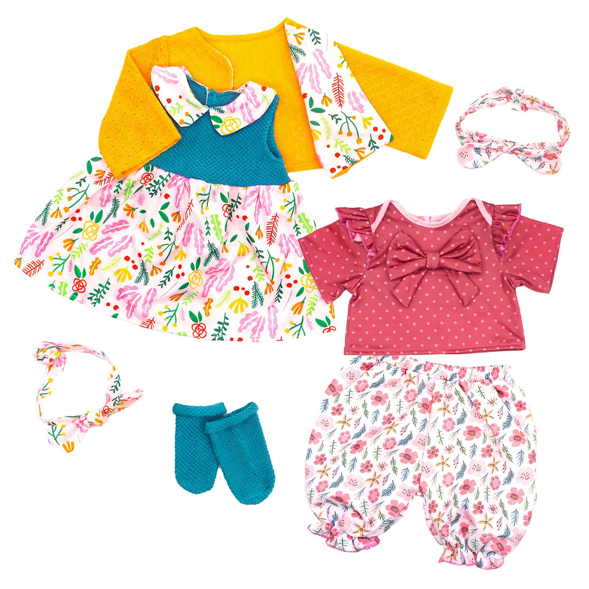ECORELF Reborn doll clothes set for 20-22 inch dolls featuring dress and coat for stylish play.