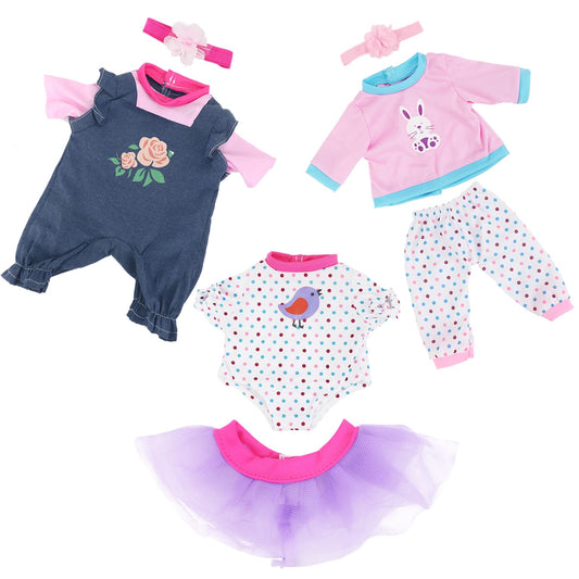 ECORELF 3-set doll clothes for 14-18 inch dolls, versatile outfits for imaginative play