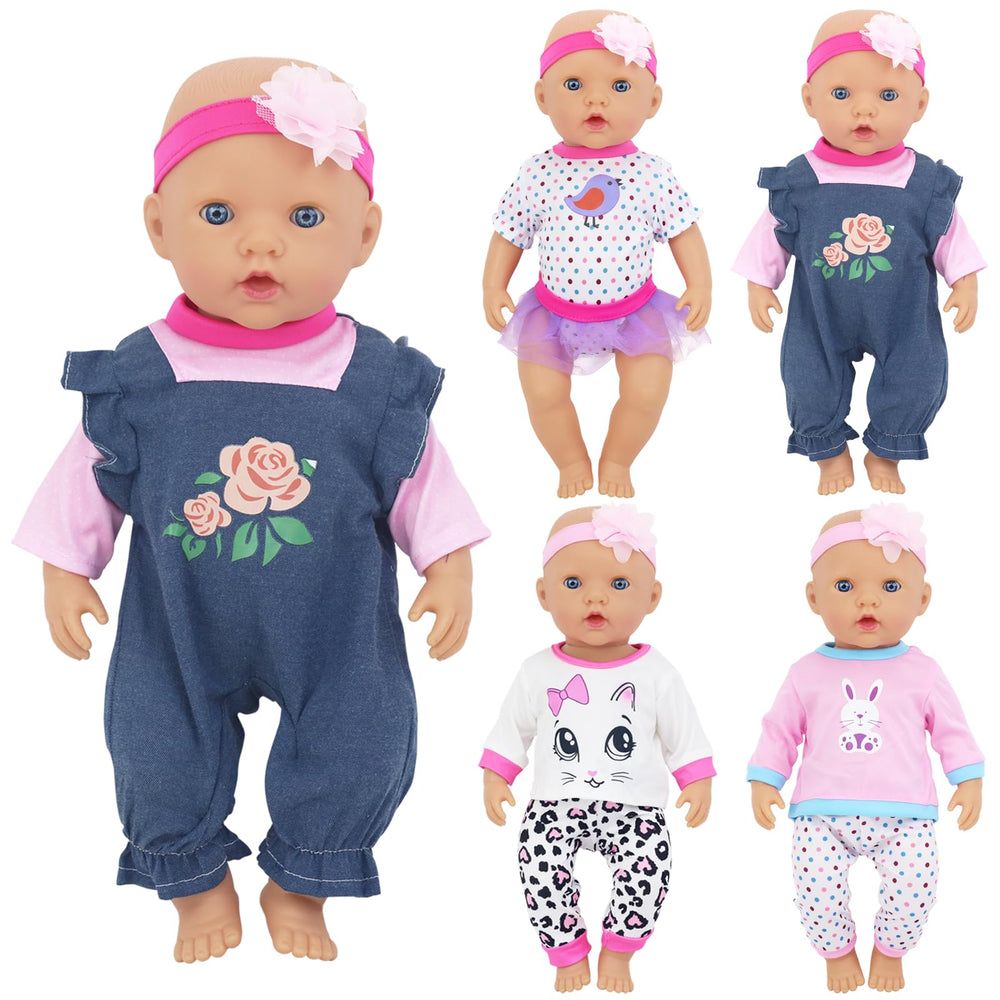 ECORELF 4-sets doll clothes layout for 14-18 inch dolls, fosters imaginative play.