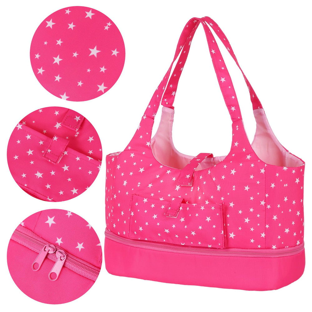 ECORELF doll bib protects outfits during pretend mealtime demonstrations.
