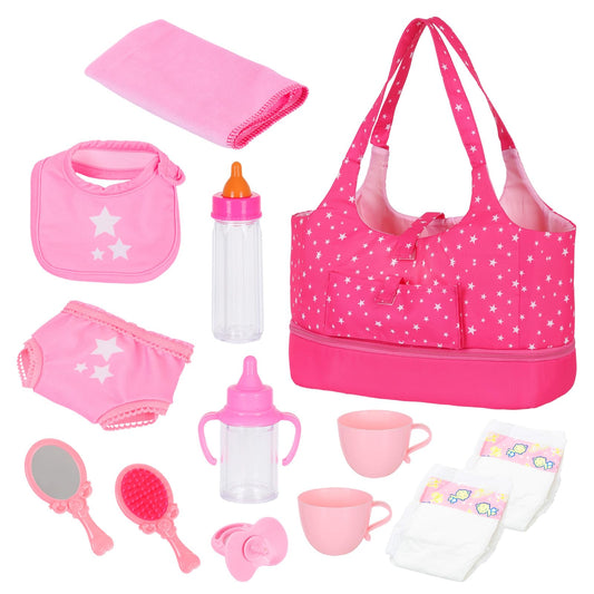 ECORELF diaper bag for dolls with roomy design, ideal for on-the-go pretend play.