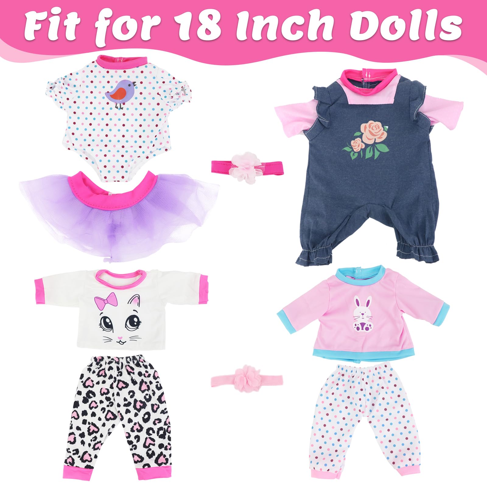 ECORELF denim suspenders featured on doll outfits for versatile mix-and-match looks.