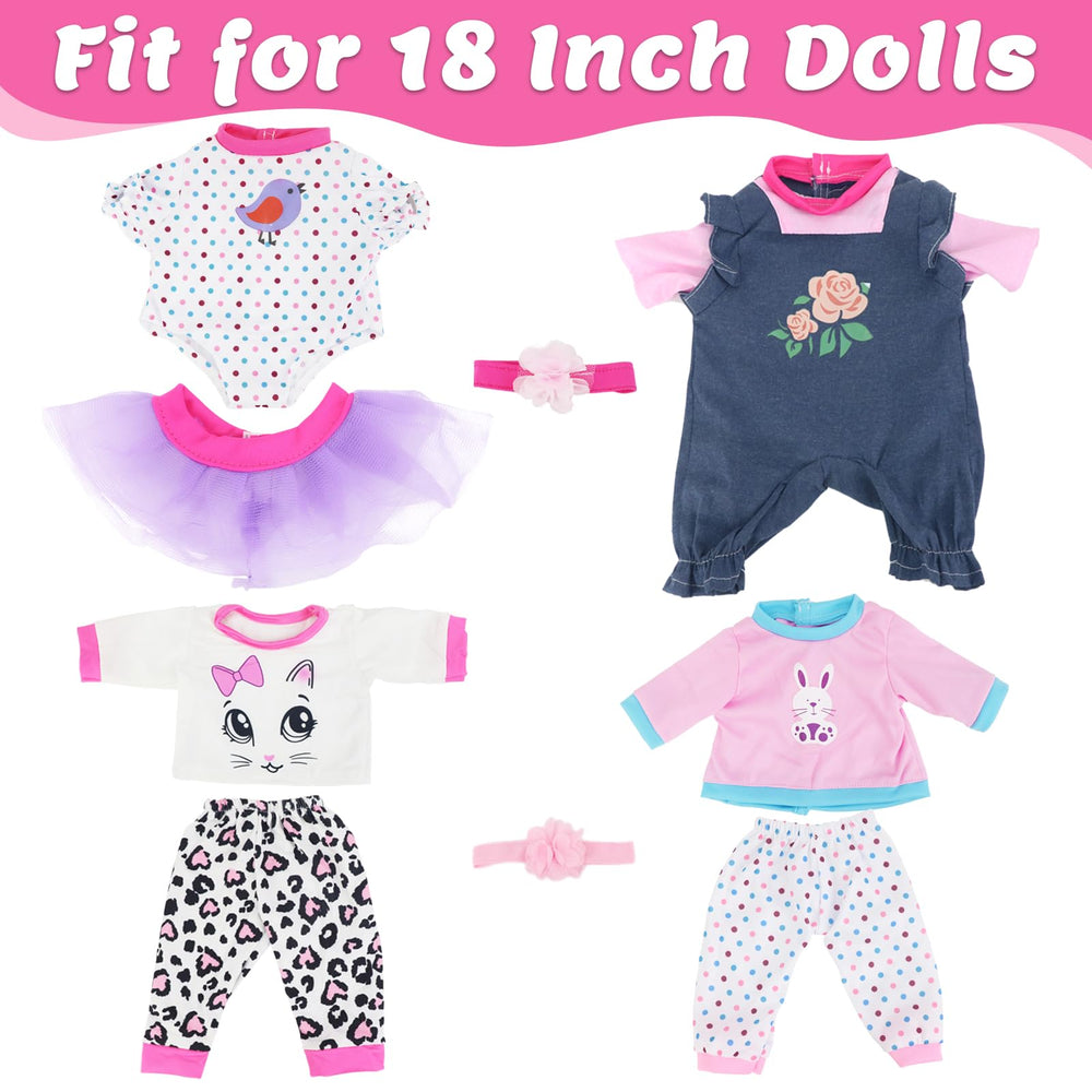 ECORELF denim suspenders featured on doll outfits for versatile mix-and-match looks.