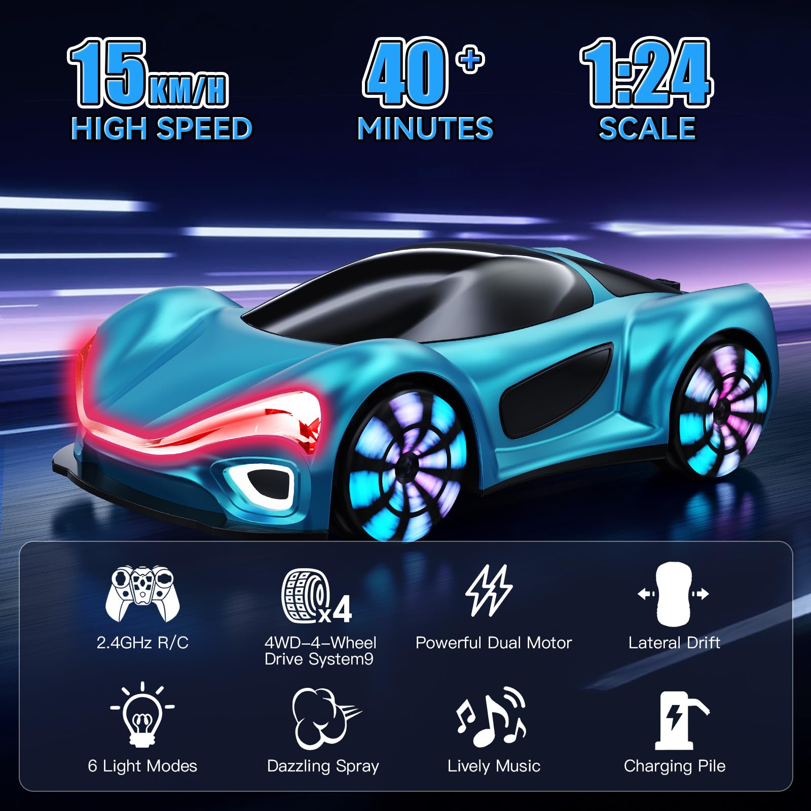 ECOSAT-QIU remote control car side drift demonstrates agile steering for fun races