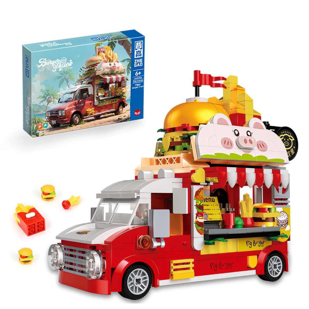 ecpoteny Piggy Burger Truck front view invites imaginative play and storytelling.