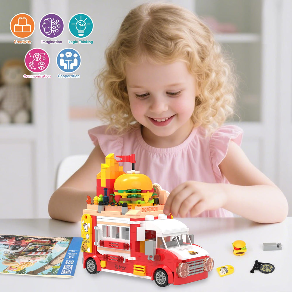 ecpoteny Piggy Burger Truck pink pig sign adds visual appeal for kids.
